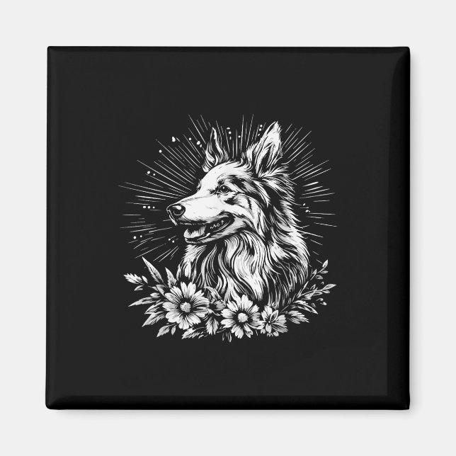 Collie Dog Lover Retro Style Tattoo  Magnet (Front)
