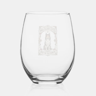 Collie Dog Lover Shirt with Vintage Engraving Quot Stemless Wine Glass