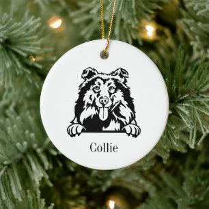Collie dog personalised pet ornament, Cu Ceramic O Tree Decoration