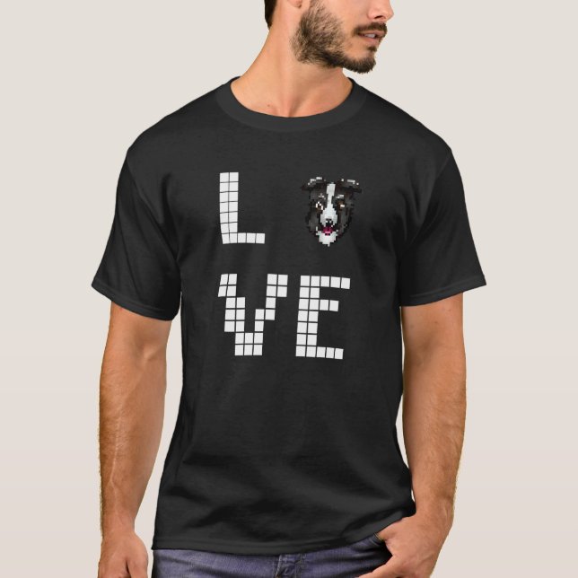 Collie  Dog  Pixel Art T-Shirt (Front)