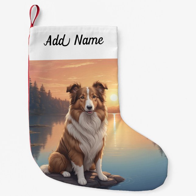 Collie Dog Small Christmas Stocking (Front)