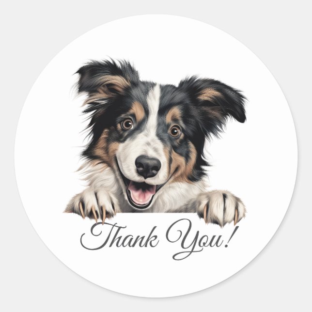 Collie Dog Thank You Classic Round Sticker (Front)