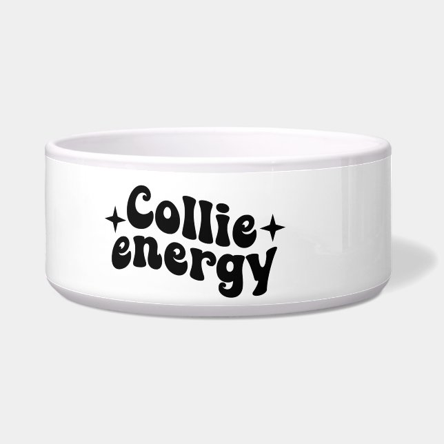 Collie Energy Ceramic Dog Bowl (Left)