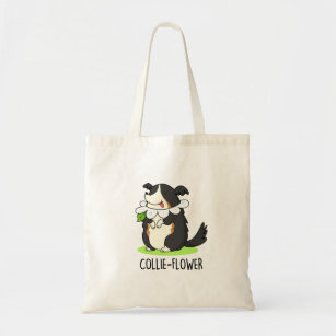 Collie-flower Cute Border Collie Dog Pun Tote Bag