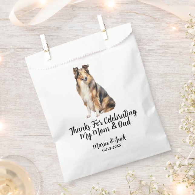 Collie Full Colour Pet Wedding Favour Bags (Clipped)