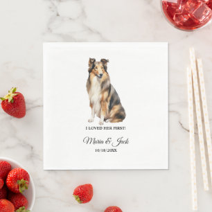 Collie Full Colour Pet Wedding Napkin