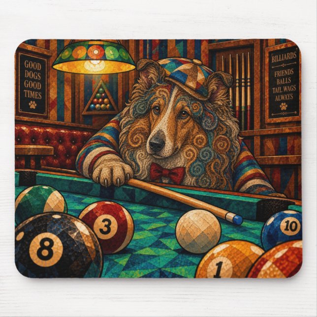 Collie, Geometric Mosaic Mouse Pad (Front)