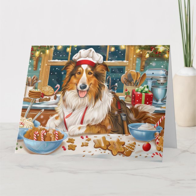 Collie Holiday Baking: Festive Cheer Christmas Card (Front)