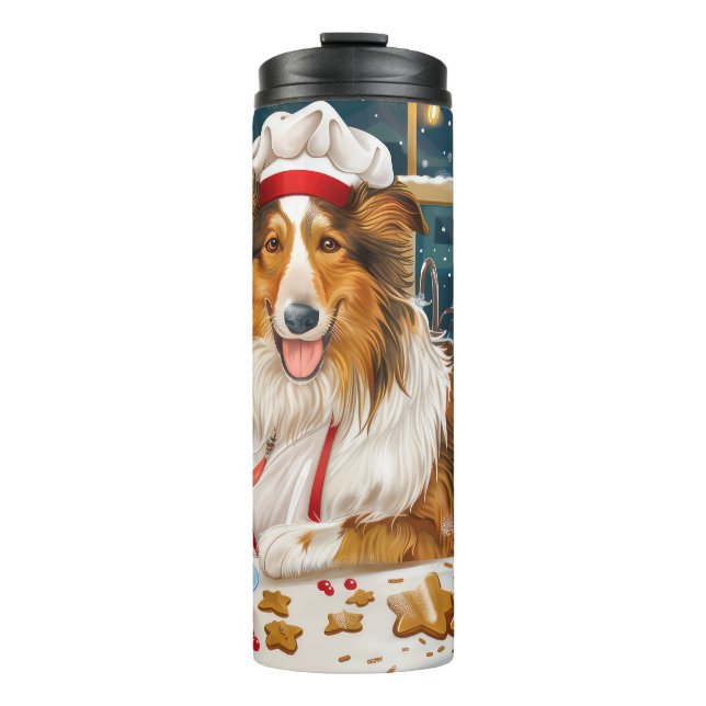 Collie Holiday Baking: Festive Christmas Thermal Tumbler (Front)