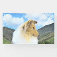 Collie in Mountains (Rough) Painting - Dog Art
