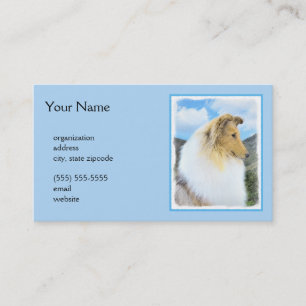 Collie in Mountains (Rough) Painting - Dog Art Business Card