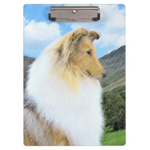 Collie in Mountains (Rough) Painting - Dog Art Clipboard