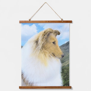 Collie in Mountains (Rough) Painting - Dog Art Hanging Tapestry