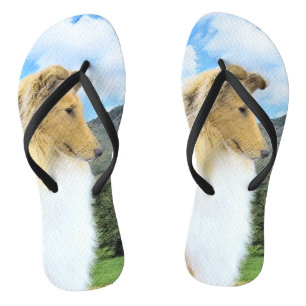 Collie in Mountains (Rough) Painting - Dog Art Jandals
