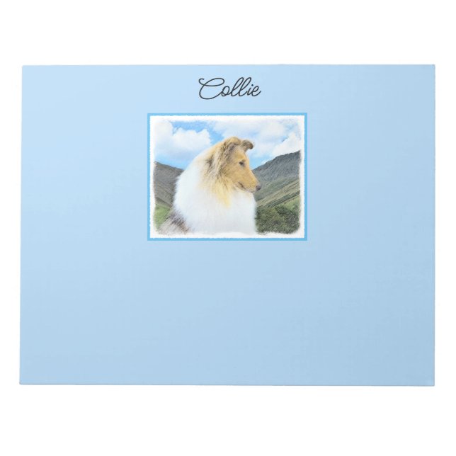 Collie in Mountains (Rough) Painting - Dog Art Notepad (Front)