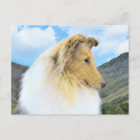 Collie in Mountains (Rough) Painting - Dog Art