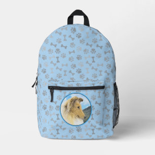 Collie in Mountains (Rough) Painting - Dog Art Printed Backpack