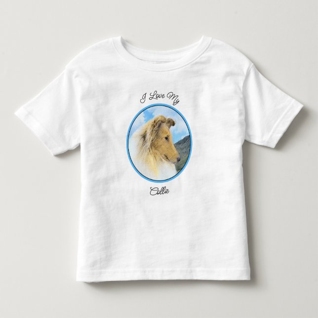 Collie in Mountains (Rough) Painting - Dog Art Toddler T-Shirt (Front)