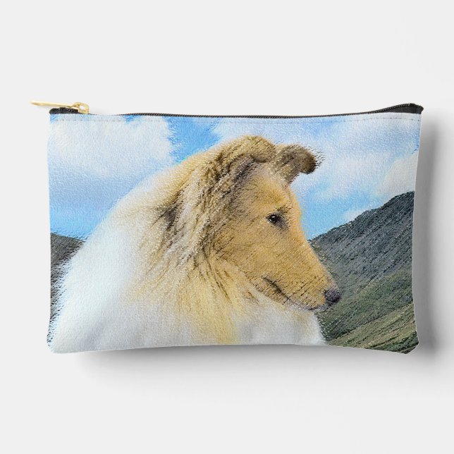 Collie Painting Rough Sable Merle Original Dog Art Accessory Pouch (Front)