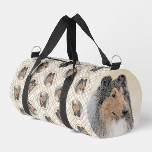 Collie Painting Rough Tricolor Original Dog Art Duffle Bag