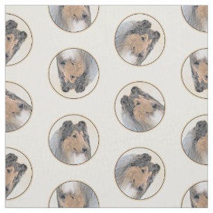 Collie Painting Rough Tricolor Original Dog Art Fabric