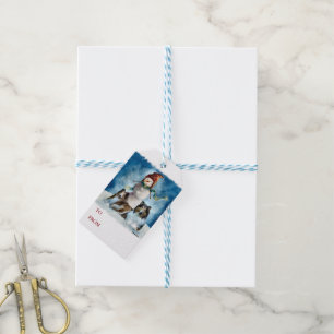 Collie Pair with Snowman Gift Tags