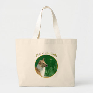 Collie Peace on Earth Large Tote Bag