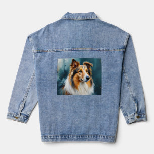 Collie Portrait  Denim Jacket