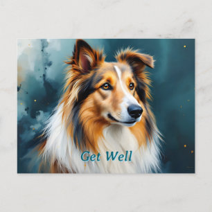 Collie Portrait Get Well Postcard