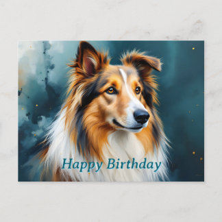 Collie Portrait Happy Birthday Postcard