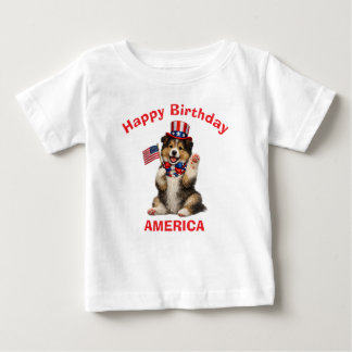 Collie Puppy (2j) Patriotic Kid T-Shirt