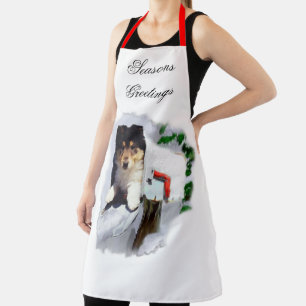 Collie Puppy Christmas Apron