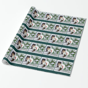 Collie Puppy Christmas Mailbox Wrapping Paper
