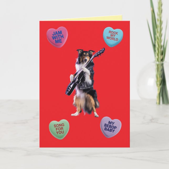 Collie Rocker Valentine Card (Front)