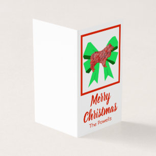 Collie Rough Christmas Dog & Green Bow Card