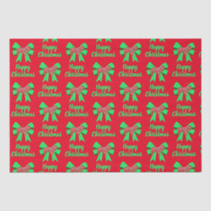 Collie Rough Christmas Dog & Green Bow Tissue Paper
