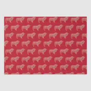 Collie Rough Cute Christmas Dog Silhouette Red Tissue Paper