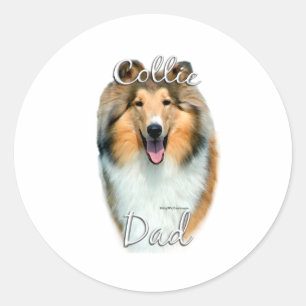 Collie (rough) Dad 2 Classic Round Sticker