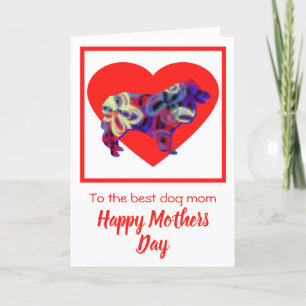 Collie Rough Dog Red Heart Mother’s Day Card
