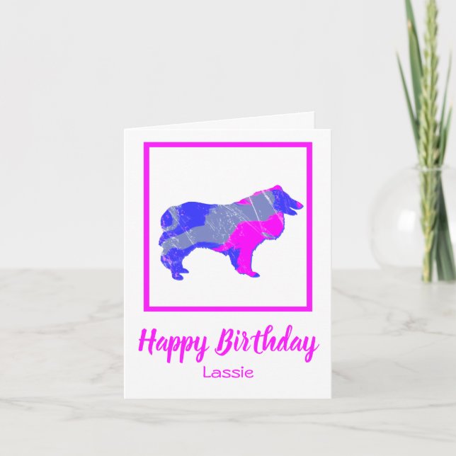 Collie Rough Dog Silhouette Funny Birthday Card (Front)