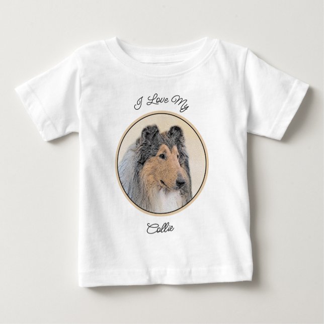 Collie (Rough) Painting - Cute Original Dog Art Baby T-Shirt (Front)