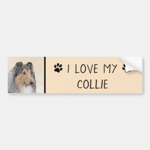 Collie (Rough) Painting - Cute Original Dog Art Bumper Sticker