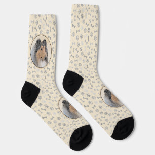 Collie (Rough) Painting - Cute Original Dog Art Socks