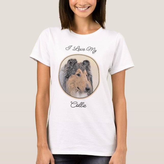 Collie (Rough) Painting - Cute Original Dog Art T-Shirt (Front)