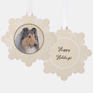 Collie (Rough) Painting - Cute Original Dog Art Tree Decoration Card