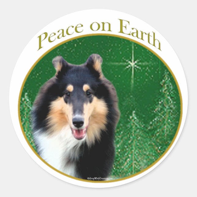 Collie (rough) Peace Classic Round Sticker (Front)