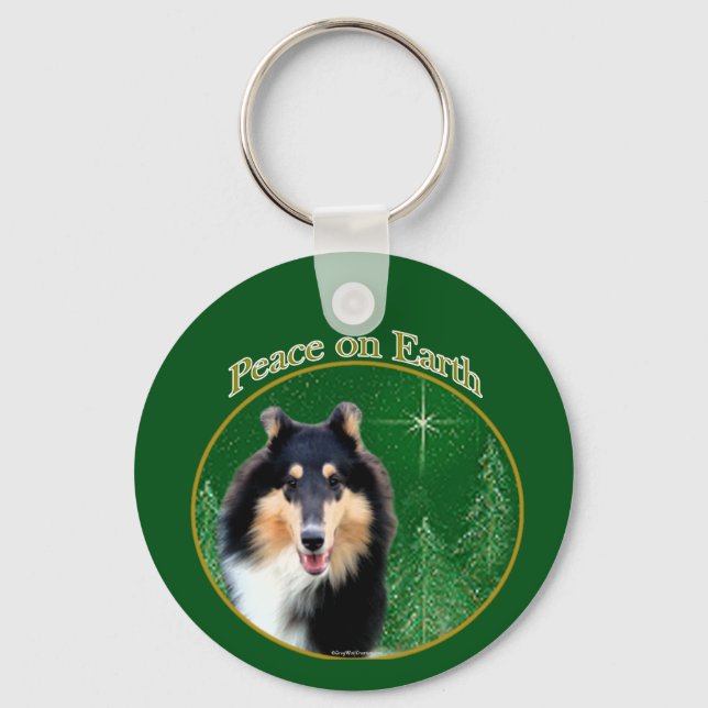 Collie (rough) Peace Key Ring (Front)