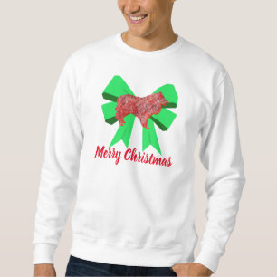 Collie Rough Red Dog & Green Bow Christmas Sweatshirt