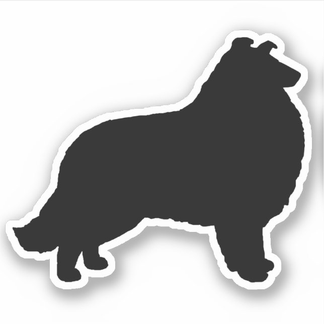Collie Silhouette Dog Breed Vinyl Sticker (Front)