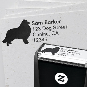Collie Silhouette Return Address Self-inking Stamp